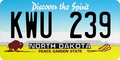 ND license plate KWU239