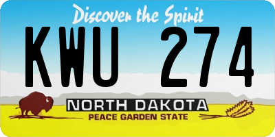 ND license plate KWU274