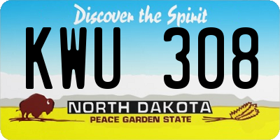 ND license plate KWU308