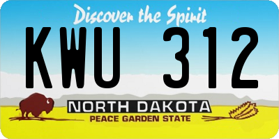 ND license plate KWU312