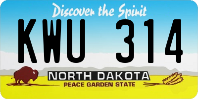 ND license plate KWU314