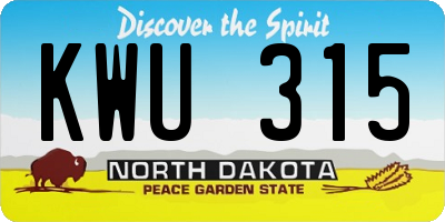 ND license plate KWU315