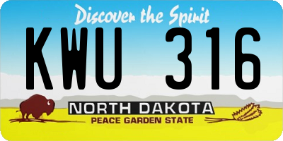 ND license plate KWU316