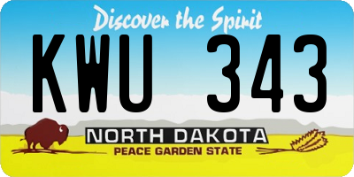 ND license plate KWU343