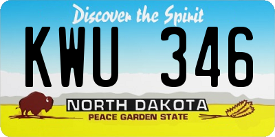 ND license plate KWU346