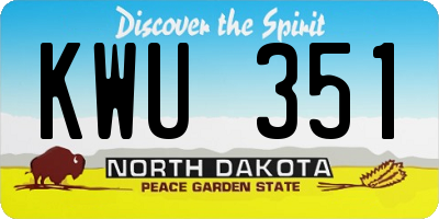 ND license plate KWU351