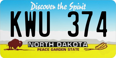 ND license plate KWU374