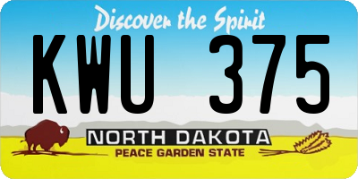 ND license plate KWU375