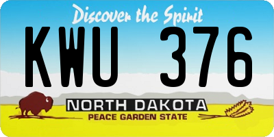 ND license plate KWU376