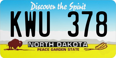 ND license plate KWU378