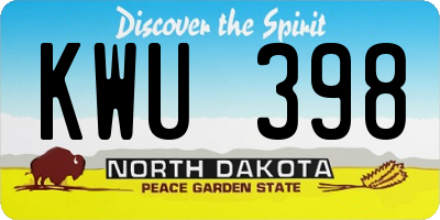 ND license plate KWU398