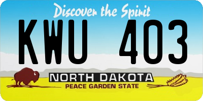 ND license plate KWU403