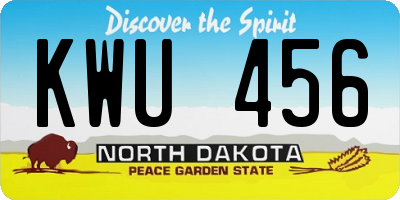 ND license plate KWU456
