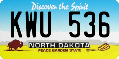 ND license plate KWU536