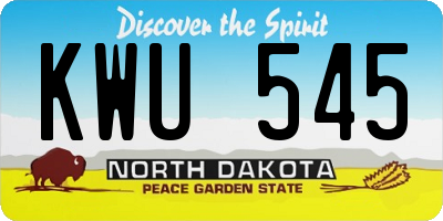 ND license plate KWU545