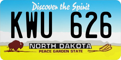 ND license plate KWU626