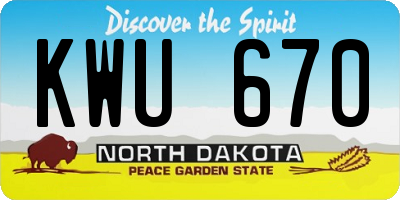 ND license plate KWU670