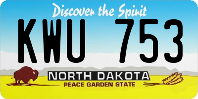 ND license plate KWU753