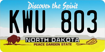 ND license plate KWU803