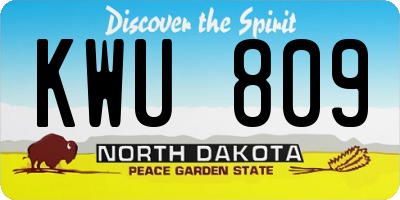 ND license plate KWU809