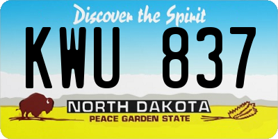 ND license plate KWU837