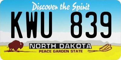 ND license plate KWU839