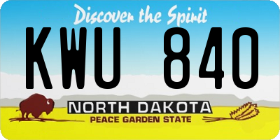 ND license plate KWU840