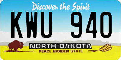 ND license plate KWU940