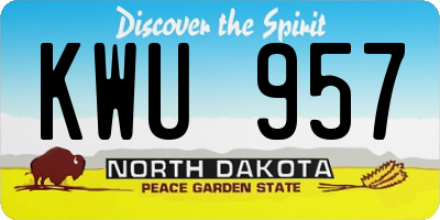ND license plate KWU957