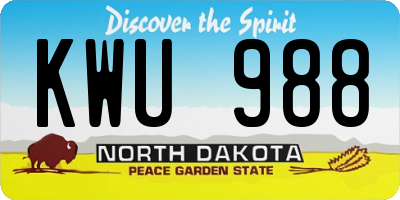 ND license plate KWU988