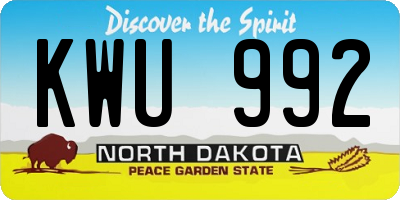 ND license plate KWU992