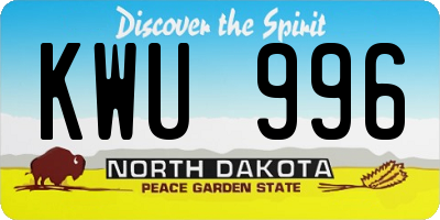 ND license plate KWU996