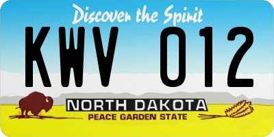 ND license plate KWV012