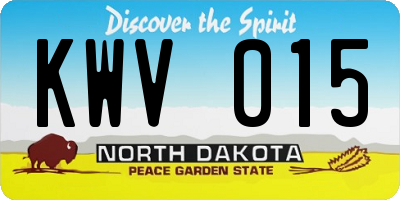 ND license plate KWV015