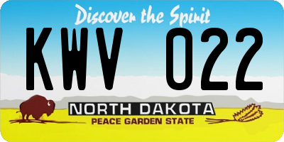 ND license plate KWV022