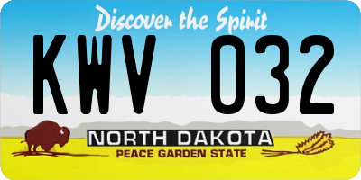 ND license plate KWV032