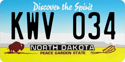 ND license plate KWV034