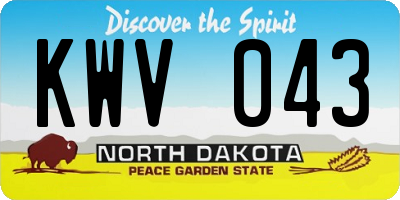 ND license plate KWV043