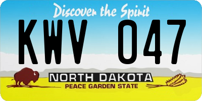 ND license plate KWV047