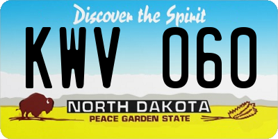 ND license plate KWV060