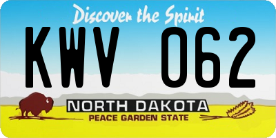 ND license plate KWV062