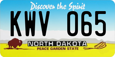 ND license plate KWV065