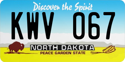 ND license plate KWV067