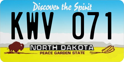 ND license plate KWV071