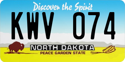 ND license plate KWV074