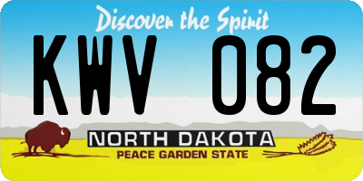 ND license plate KWV082