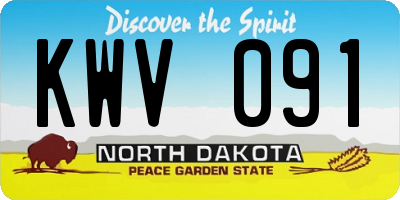 ND license plate KWV091