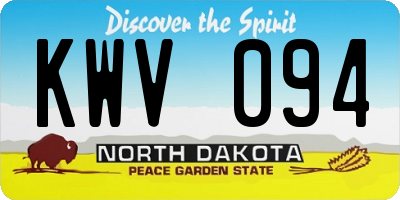 ND license plate KWV094