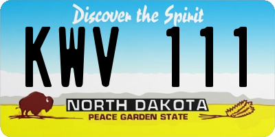 ND license plate KWV111
