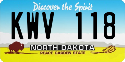 ND license plate KWV118